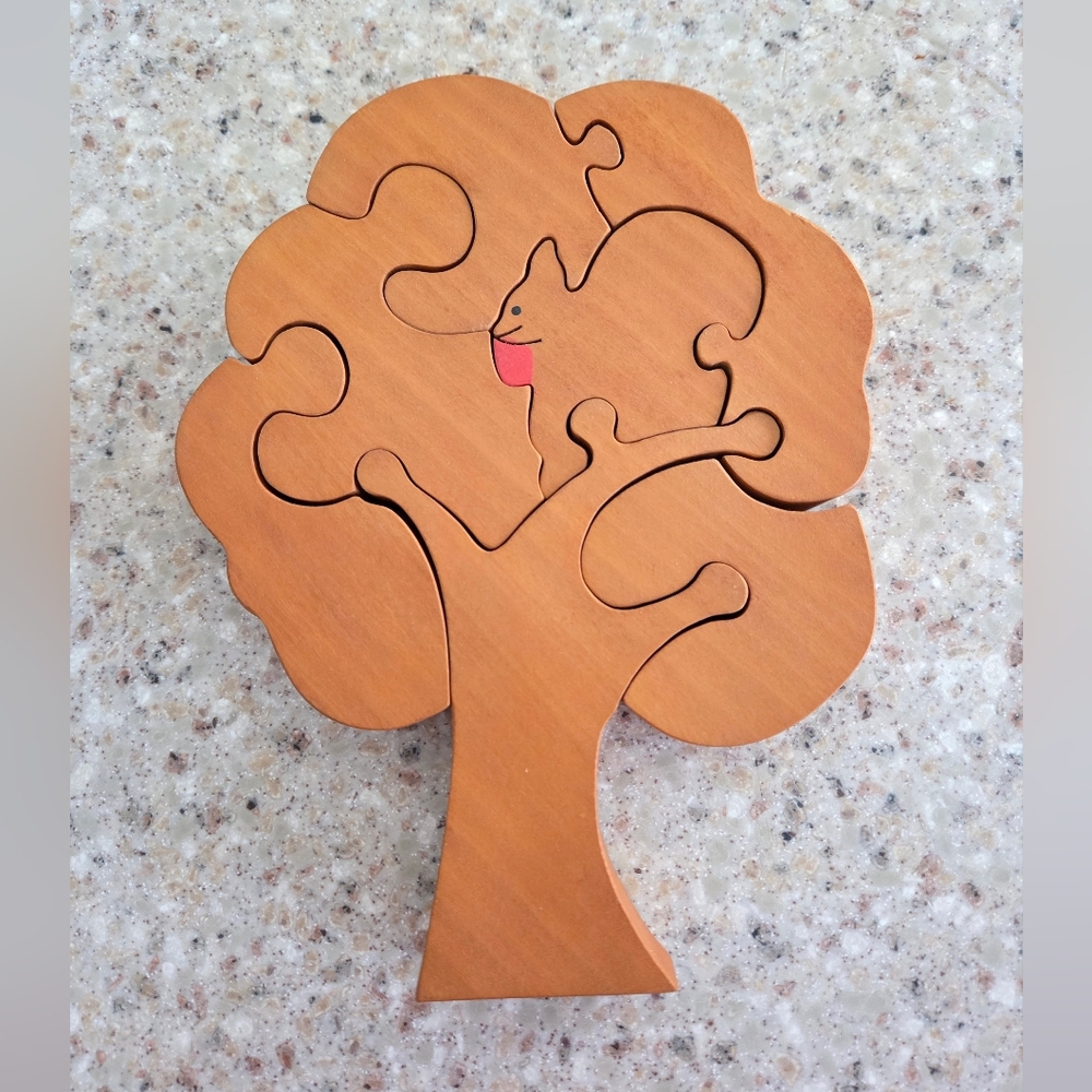 Vintage Handmade Wooden Tree Puzzle